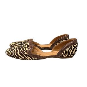 Jack Rogers Contessa Zebra Pattern Calf Hair D’Orsay Flats Slip On Shoes Sz 8